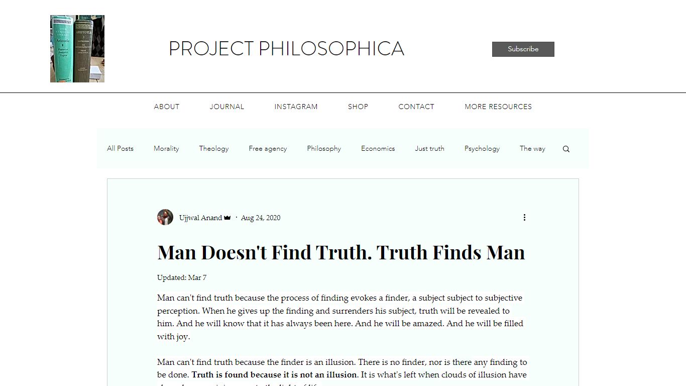 Man Doesn't Find Truth. Truth Finds Man